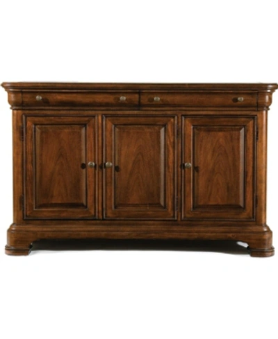 Furniture Evolution 2 Drawer 3 Door Credenza With Marble Top In Rich Auburn Finish Wood