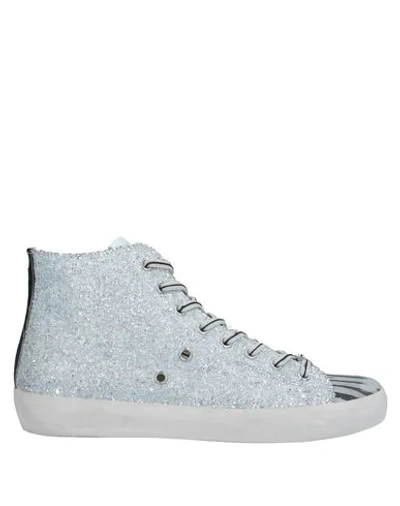 Leather Crown Sneakers In Light Grey