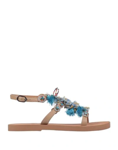 Coral Blue Sandals In Beige