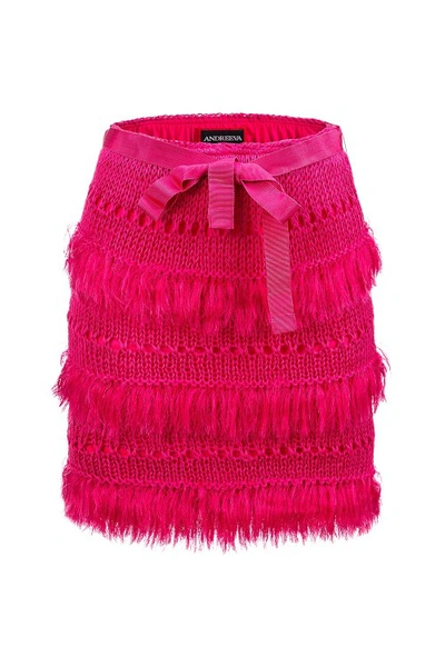 Andreeva Purple Handmade Knit Skirt In Pink/purple