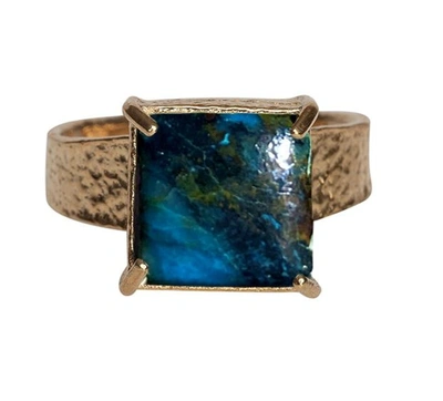 Christie Nicolaides Gaia Ring Chrysocolla In Gold