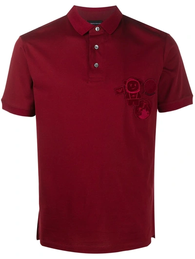 Emporio Armani Badge-detail Polo Shirt In Red