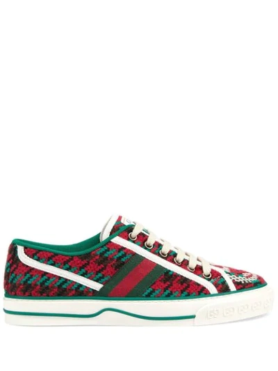 Gucci Tennis 1977 Sneakers In Red And Green Wool