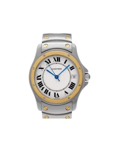 Pre-owned Cartier 1985  Santos 1910 33mm In Silver