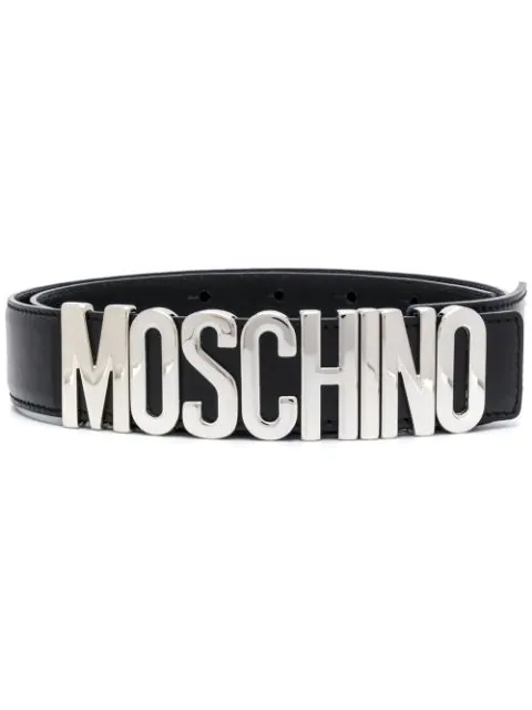 black and silver moschino belt