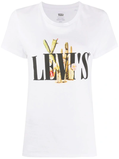 Levi's Cactus Logo Print T-shirt In White