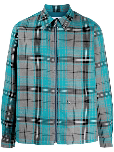 Anglozine Check Print Shirt In Blue