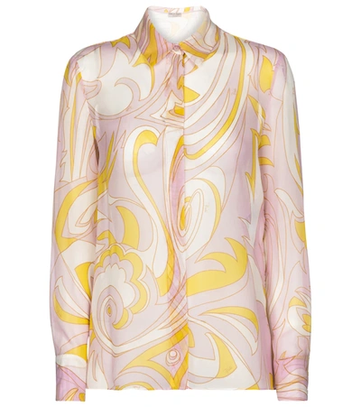Emilio Pucci Printed Silk Chiffon Shirt In Pink