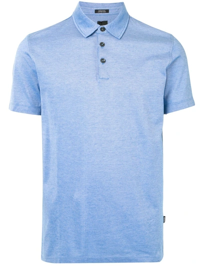 Hugo Boss Button-up Short-sleeved Polo Shirt In Blue