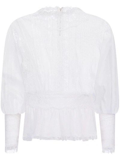 Dolce & Gabbana Sheer-panel Lace Blouse In White