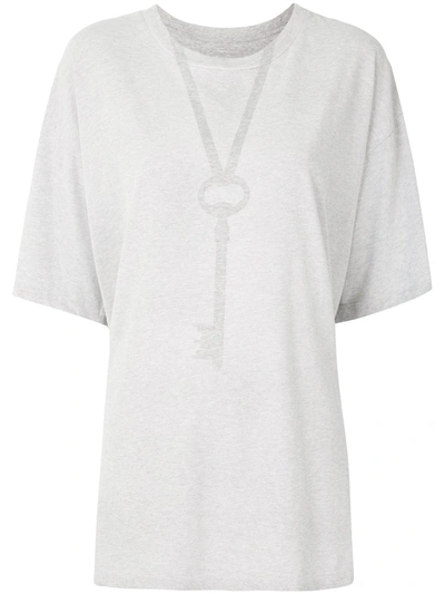 Mm6 Maison Margiela Key Print T-shirt In Grey