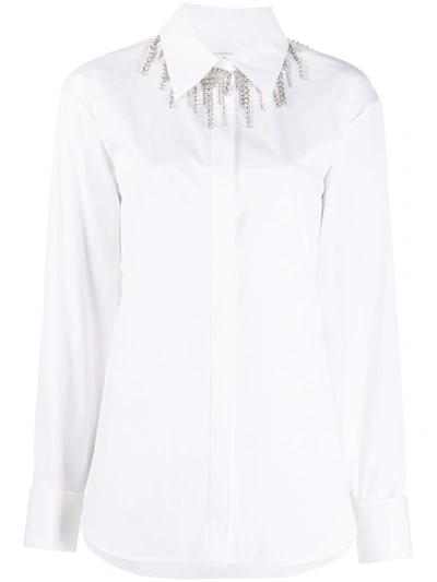 Area Crystal-fringing Long-sleeve Shirt In White