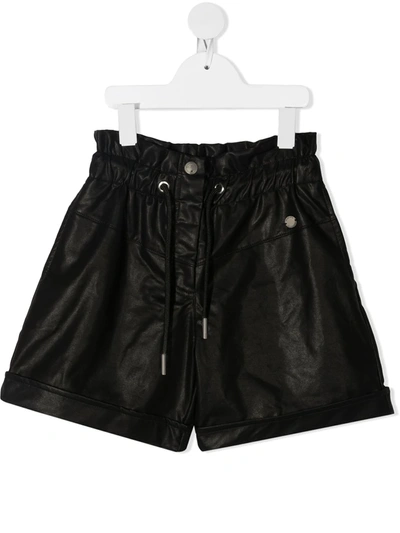 Alberta Ferretti Kids' Black Faux Leather Shorts