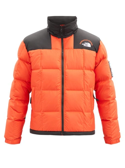 The North Face Nse Lhotse Bi-colour Quilted Down Coat In Orange