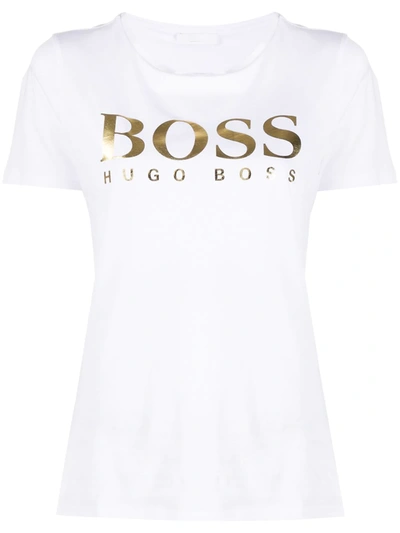 Hugo Boss Metallic Logo T-shirt In White