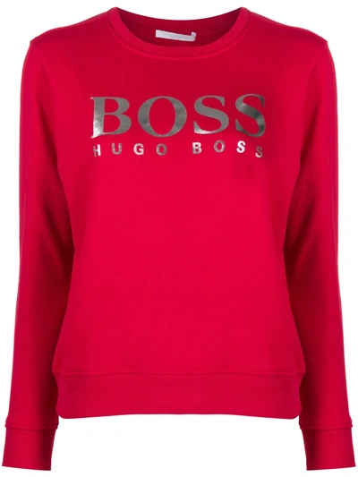 Hugo Boss Metallic Logo Sweatshirt In Red