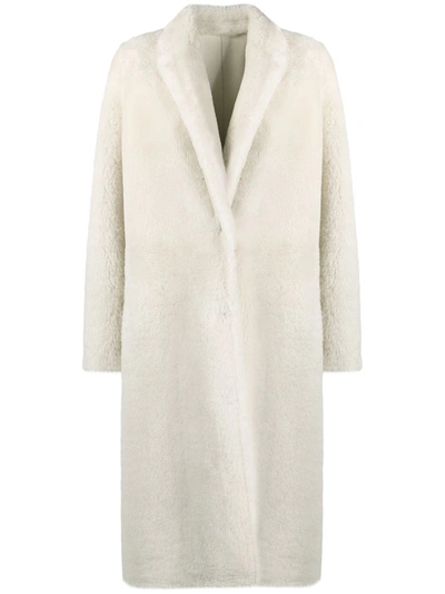 Yves Salomon Merino Pocket Single-breasted Coat In Ivory