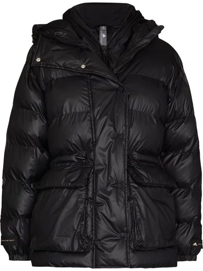 Adidas By Stella Mccartney Two-in-one Hooded Gilet And Padded Coat In Black