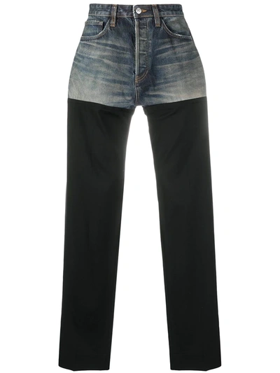 Balenciaga Distressed Panelled Denim And Wool-twill Jeans In Blue