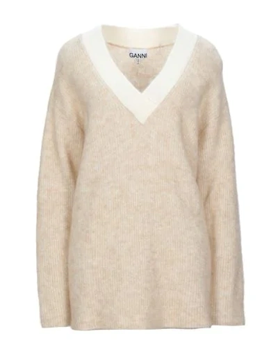 Ganni Sweaters In Beige