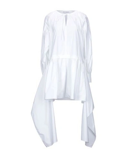 Jw Anderson Draped Cotton Smock Dress In White