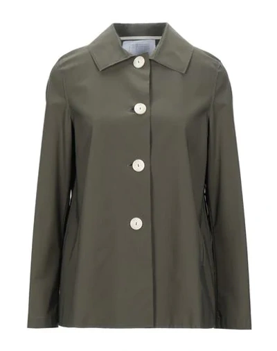 Harris Wharf London Overcoats In Military Green