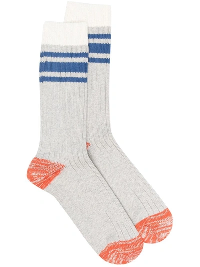 Thunders Love Saturday Striped Cotton-blend Socks In Grey