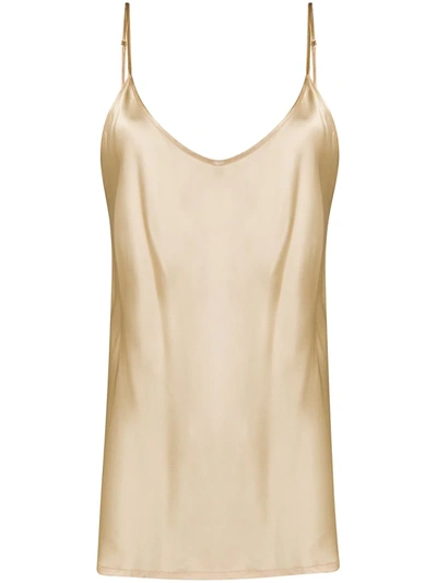 La Perla Silk Scoop-neck Chemise In Neutrals