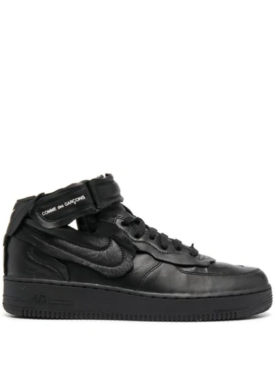 Comme Des Garçons Cdg Nike Cut Off Air Force 1 Mid Sneaker In Black