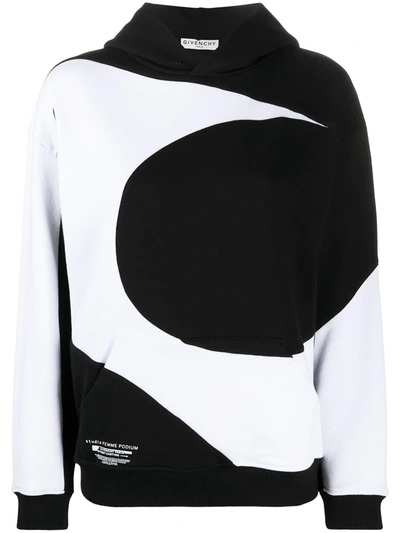 Givenchy Bicolour Print Cotton Hoodie In Black