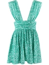 Amen Sleeveless Sequined Mini Dress In Green