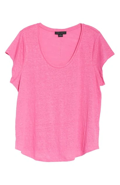 Sanctuary Alma Scoop Neck Linen T-shirt In Hot Pink