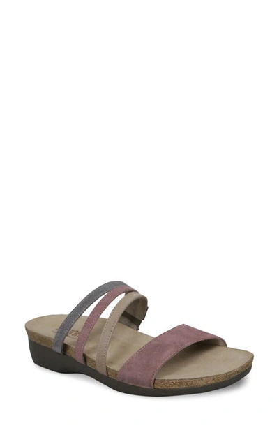 Munro Camila Slide Sandal In Lavender Nubuck Leather