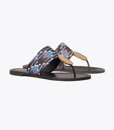Tory Burch Patos Disk Sandal In Blue Woven