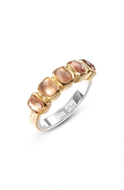 Anna Beck Peach Quartz Multi Stone Ring In Gold/ Peach