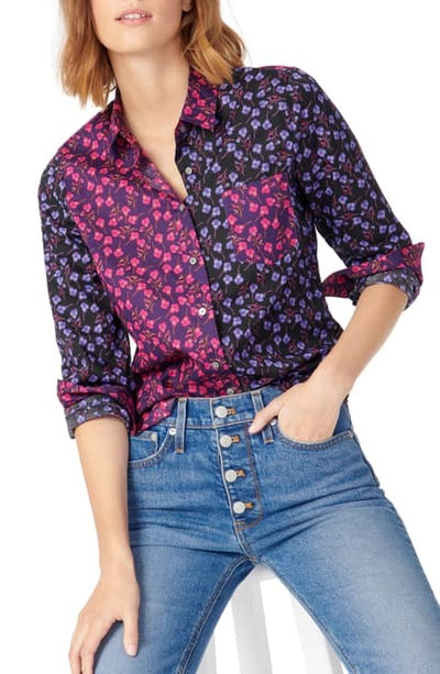 Jcrew Liberty Print Slim Perfect Shirt In Eggplant Pink Multi