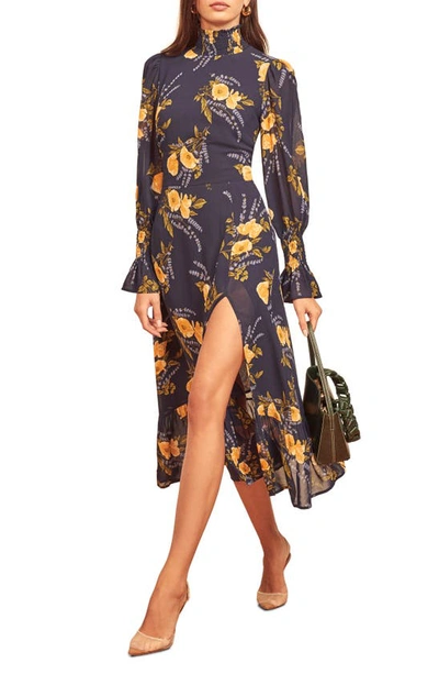vintage long sleeve midi dress Floral Long Sleeve Midi Dress