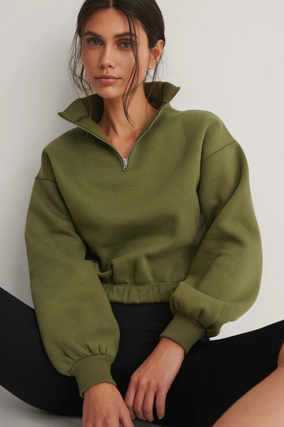 Na-kd Reborn Organic Front Zip Sweater Green