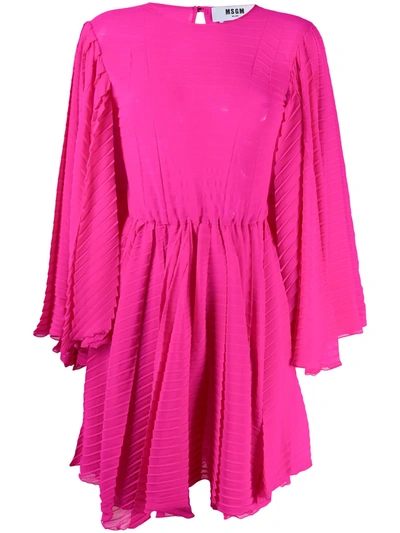 Msgm Pleated Mini Dress In Pink