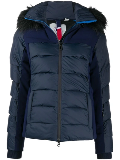 Rossignol 'surfusion' Fur Collar Covershield Hybrid Puffer Ski Jacket In Blue