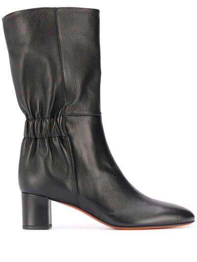 Santoni Elasticated-ankle Low-heel Boots In Black