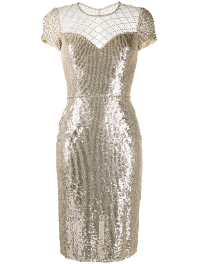 Jenny Packham Delphine Sequin-embellished Dress In Silber