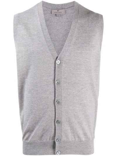 Canali Sleeveless V-neck Cardigan In Grey