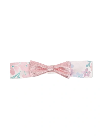 Hucklebones London Kids' Floral-print Bow-detail Headband In Pink