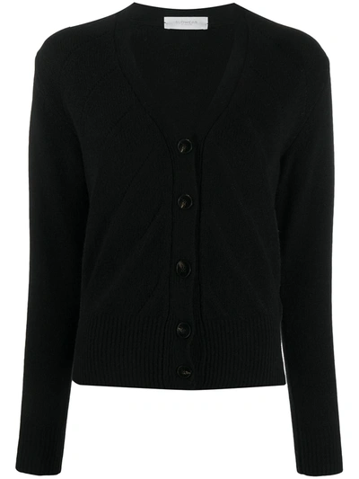 Zanone Fine Knit V-neck Cardigan In Black