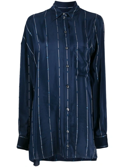 Lanvin Stripe-detail Silk Shirt In Blue