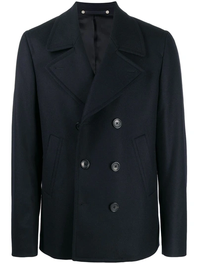 Paul Smith Double Breasted Coat In Blue