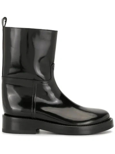 Ann Demeulemeester High-shine Ankle Boots In Black