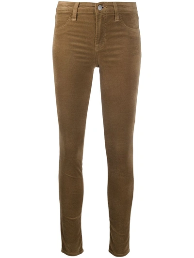J Brand Mid-rise Skinny-fit Trousers In Brown