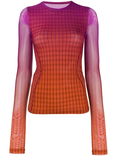 Fenty Xlong Sleeve Stretch Tulle T-shirt In Red